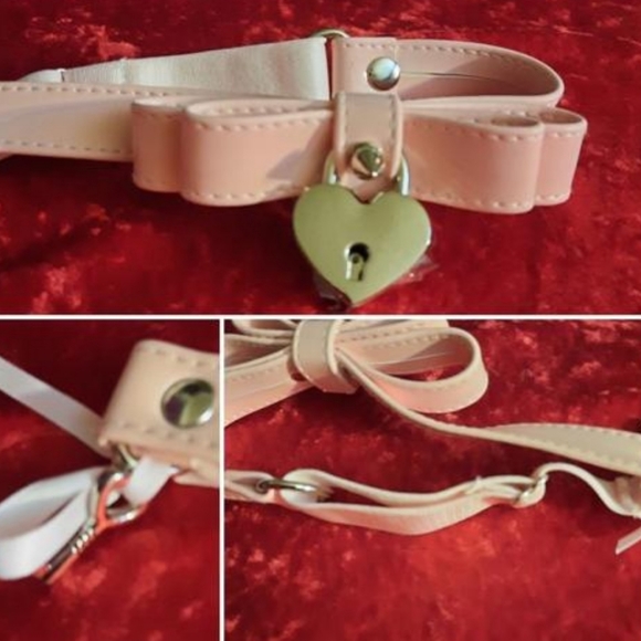 Pink vegan leather leg garter  harness with locking heart!🖤💗 - Picture 3 of 3